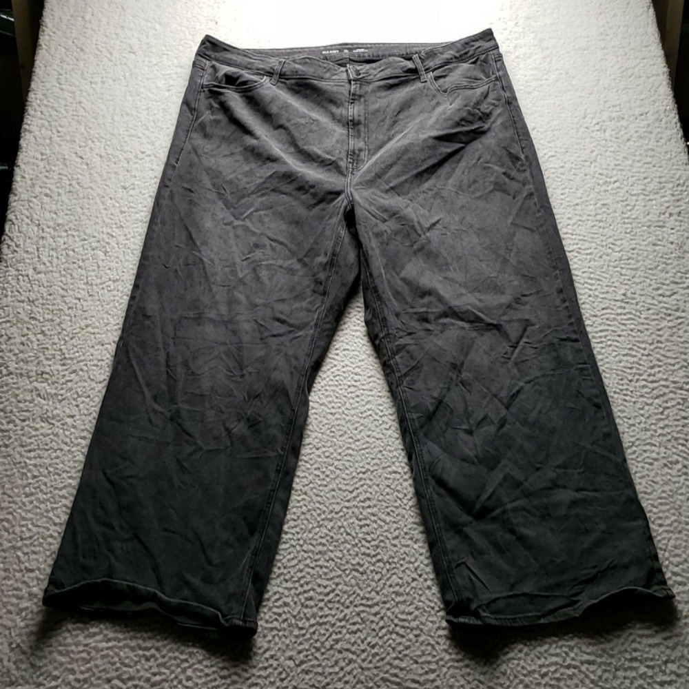 Old Navy Wow Wide Leg Jeans Womens Plus 24 Gray Charcoal Wash High Rise Stretch